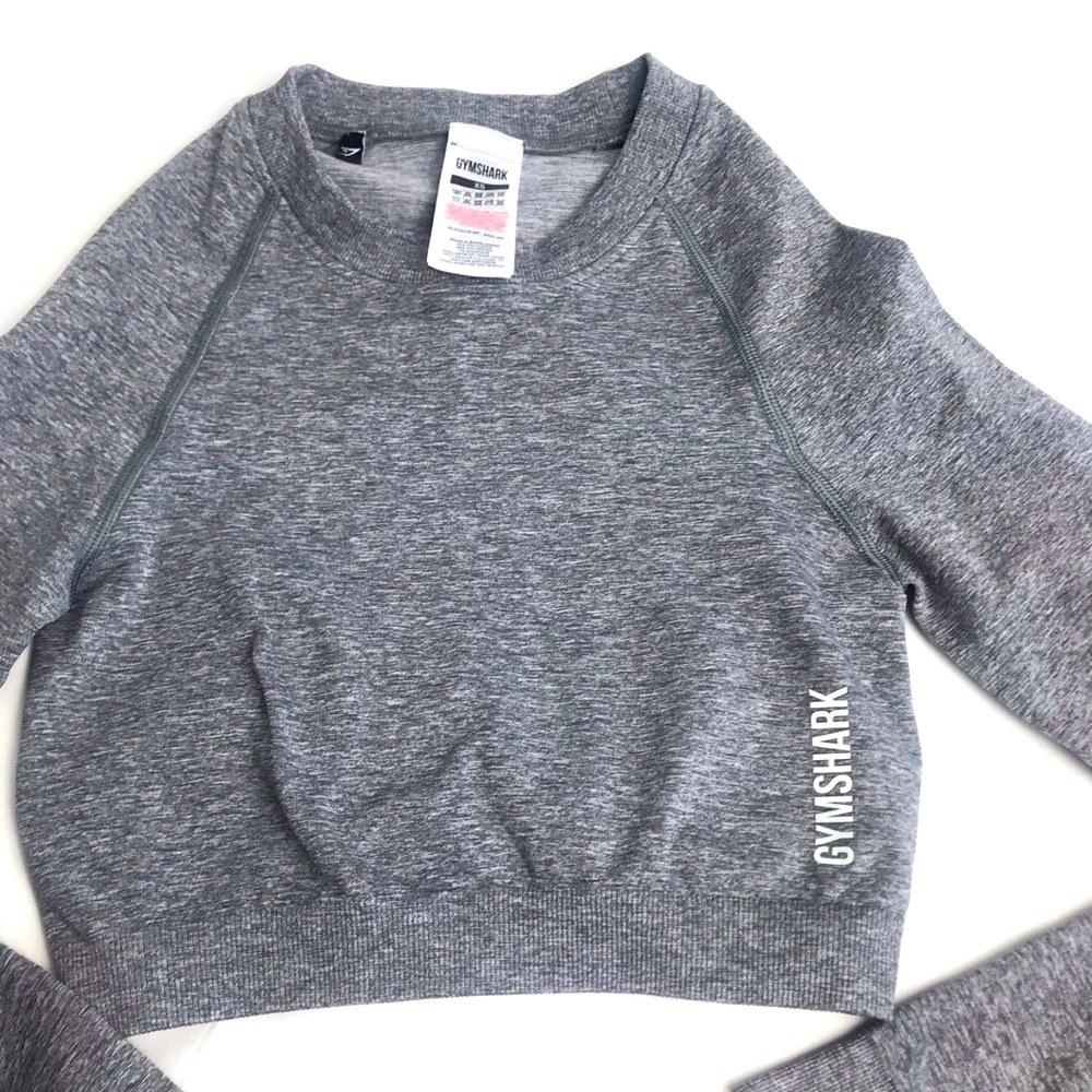 Gymshark Gray Cropped Long Sleeve Pullover Sz XS